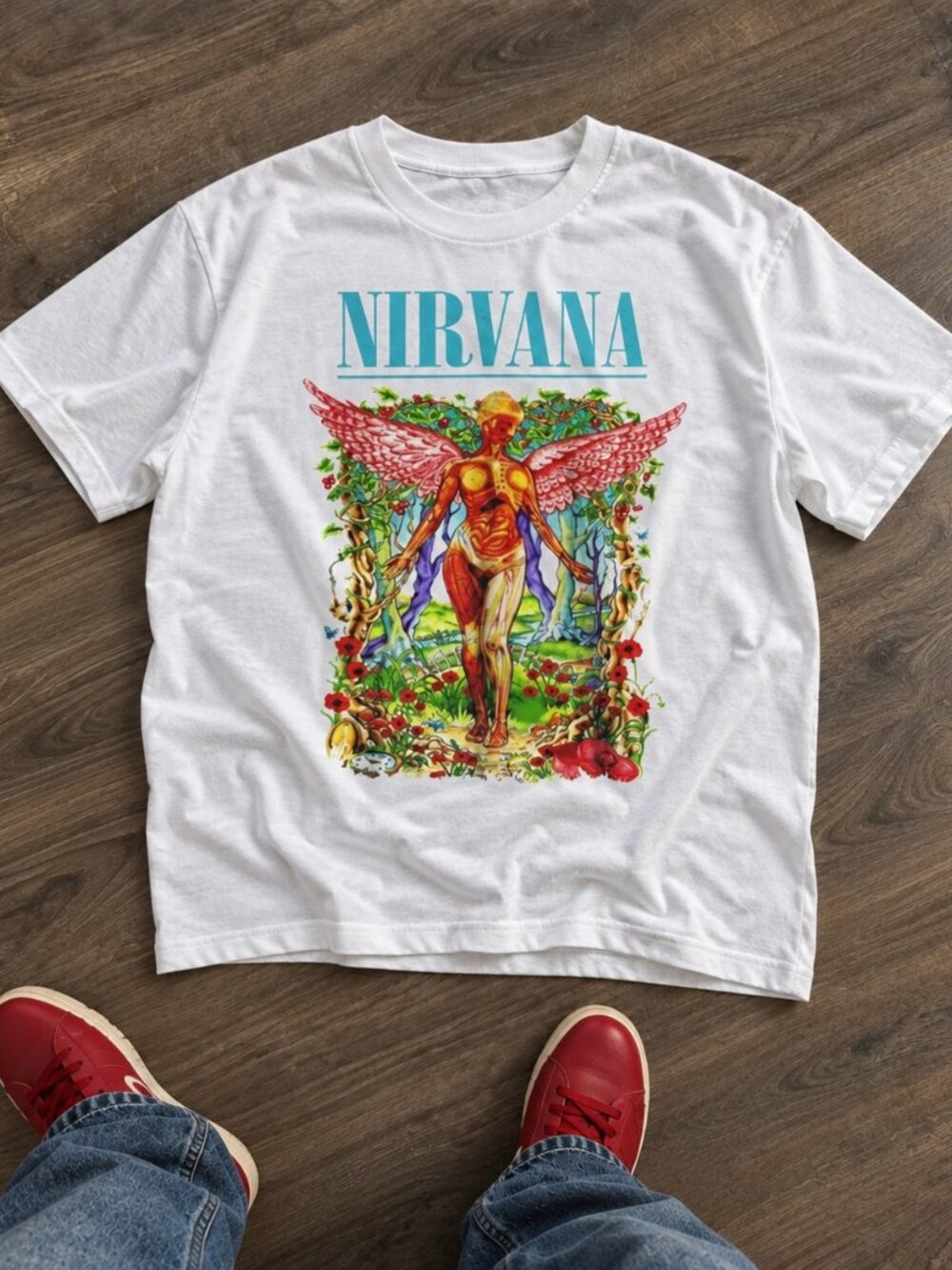 Gildan Nirvana In Utero Angel White Graphic T-Shirt